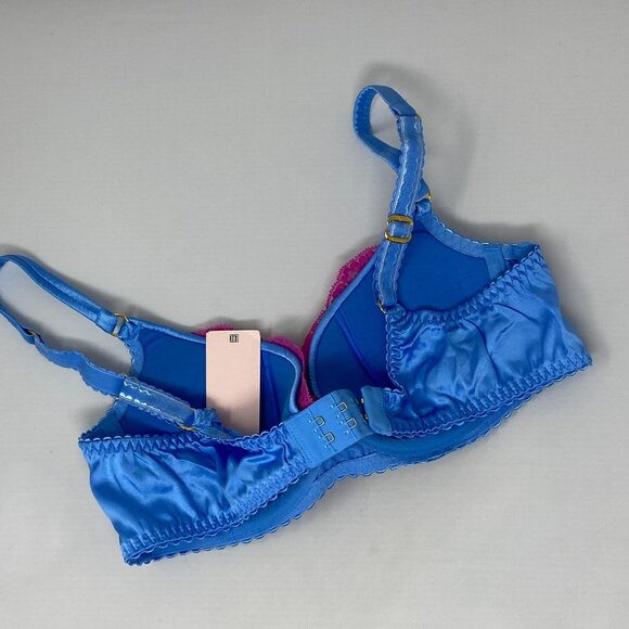Agent Provocateur Molly Blue Pink Silk Bra 34B NWT $235 - Picture 13 of 16